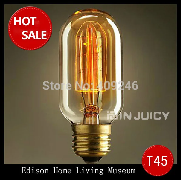 

T45 Fireworks Circle Marconi Smoked Light Bulb Lamp Vintage Edison Reproduction 40 Watt Clear Glass E27 AC220V