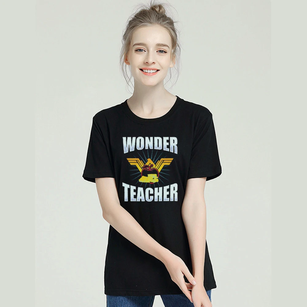 Футболка Wonder Teacher для женщин 2019 хлопок Harajuku эстетическая с принтом Женская