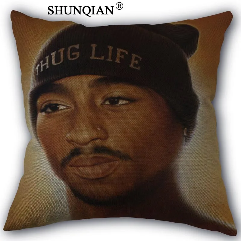

Новинка, льняная хлопковая наволочка tupac, наволочка с принтом, домашний текстиль, декоративная наволочка, индивидуальный подарок, 45x45 см с од...