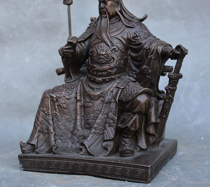 Китайские медные статуи Guan Gong Yu Warrior God Kwan Kung Pavilion Ares из чистой бронзы|Статуи и