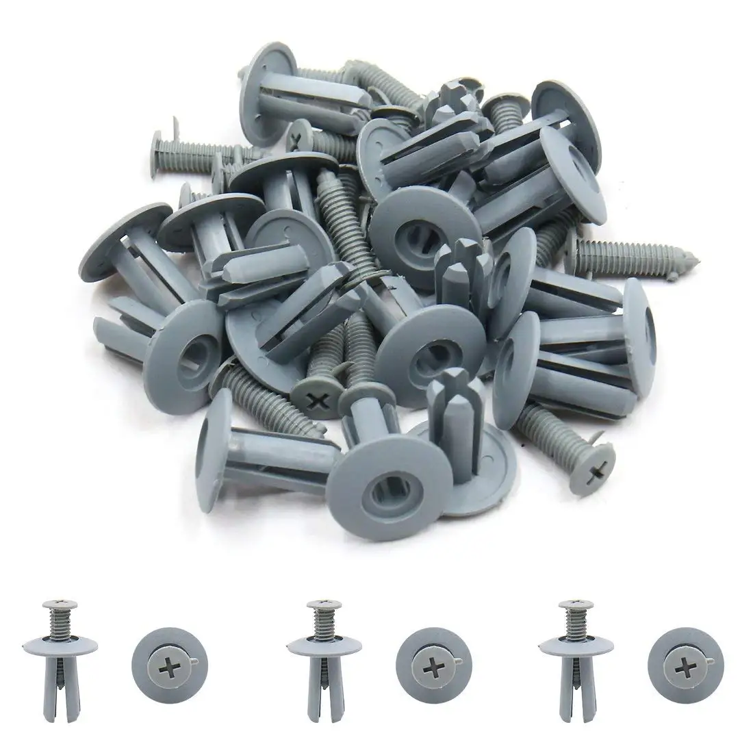 

Uxcell 20pcs Gray Plastic 8mm Hole Car Door Panel Retainer Clips Rivet Fastener