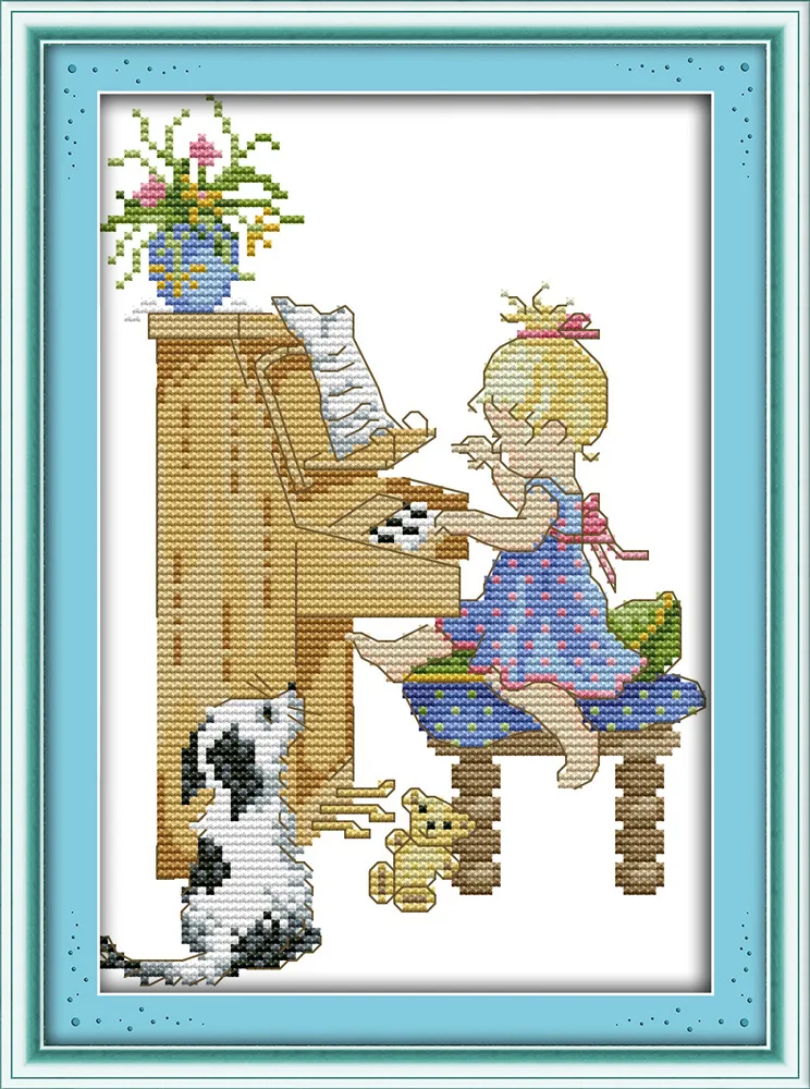 Набор для вышивки крестиком Joy Sunday с изображением маленькой девочки играющей на