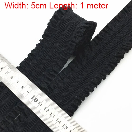 5cm black 40 мм(1,5") 1 м золотая полоса высокие эластичные ленты канатная Резиновая лента линия спандекс лента для шитья кружевная отделка поясная лента аксессуары для одежды - Цвет: 5cm black