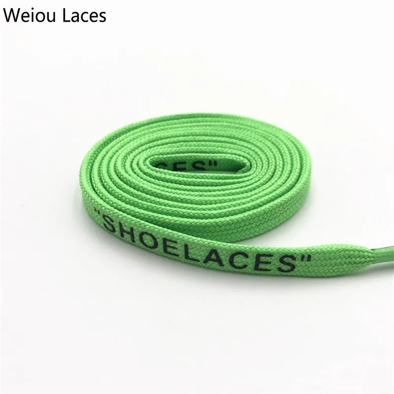 Weiou бренд Off White плоские полиэфирные шнурки печать "шнурки" Зеленый Оранжевый OW подписанные совместно беговые шнурки на заказ