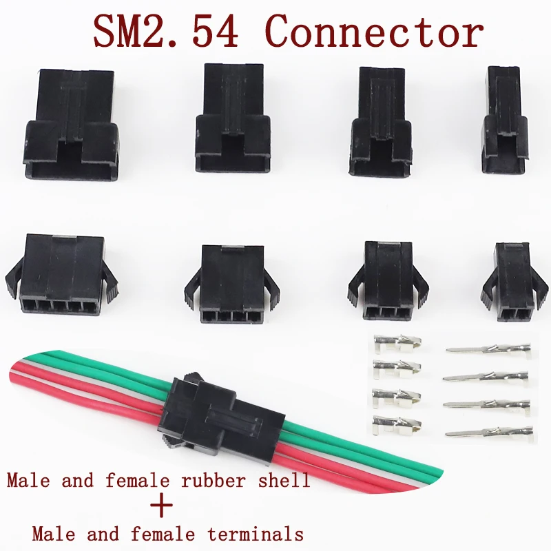 90 компл./лот connectorsSM2/3/4/5/6/7/8/9/10/11/12 Pin шаг 2 54 мм Женская и мужская клеммы SM 2P JST