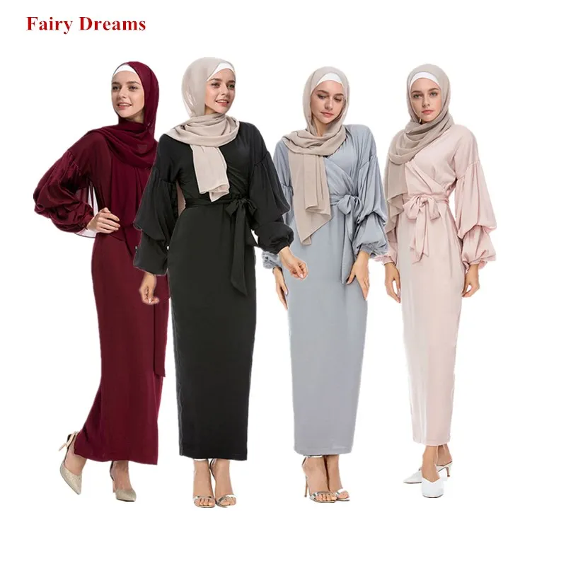 Abayas женская мусульманская одежда с длинным рукавом модные бандажные платья