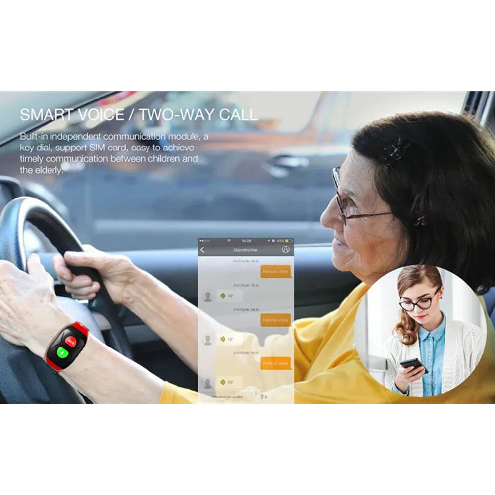 GPS SOS вызова Смарт часы браслет старый для мужчин безопасный трекер женщин