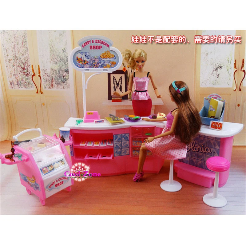 Миниатюрная мебель магазин конфет и мороженого для кукольного домика Барби