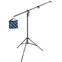 neewer photo studio 13 feet 2 in 1 light stand with 74 8 inch boom arm and blue sandbag for supporting softbox studio flash
