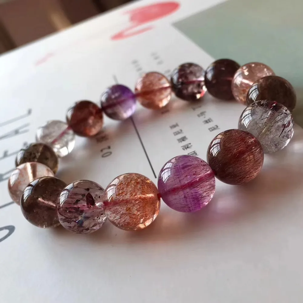 Натуральный Lepidocrocite кварца Rutilated супер семь 7 красный 13 5 мм женщина мужчина