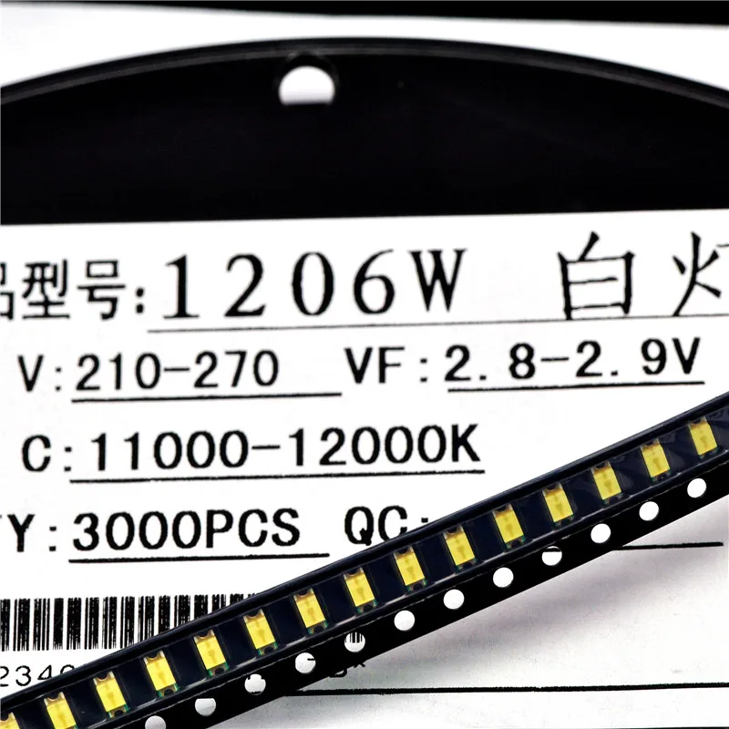 

100 шт./лот 1206 Smd светодиодный пакет высокий белый 3216 светодиод в наличии