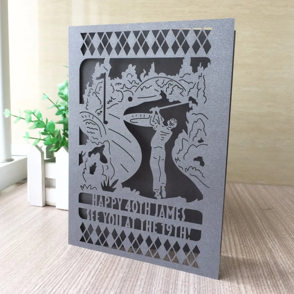 

30Pcs/Lot Laser Cut New Arrival Invitation Card Golf Party Invitation Card Party Souvenirs Greeting Blessing Card