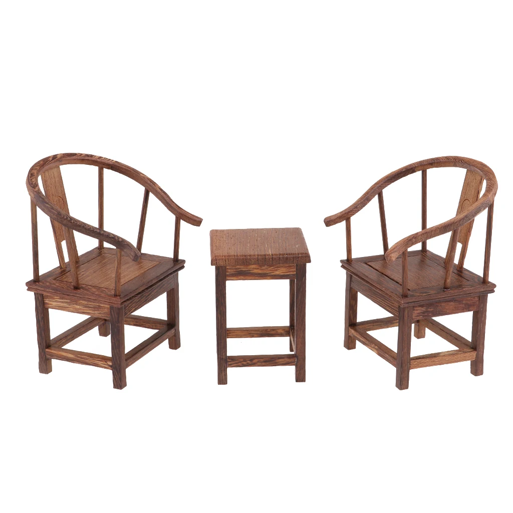 1:6 миниатюрная мебель для кукольного домика венге деревянный чайный столик и два