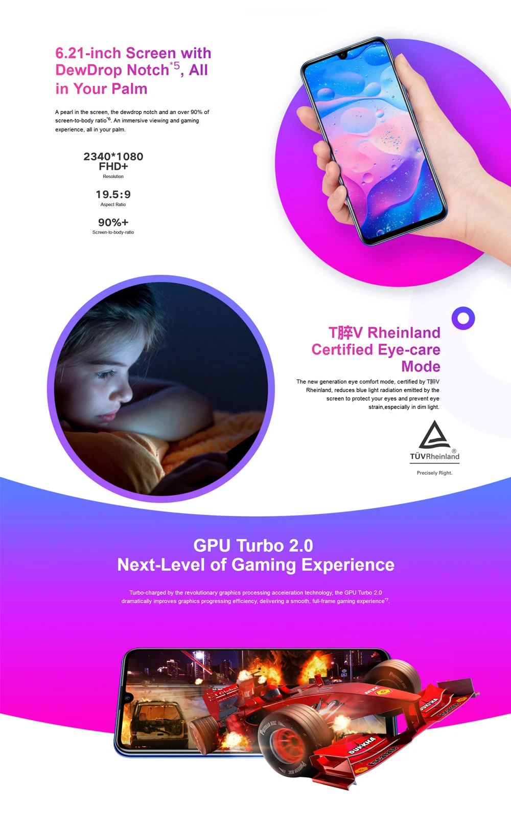 Глобальная Версия Honor 20 lite 20i мобильный телефон 6,21 дюймов Kirin 710 Восьмиядерный Android 9,0 смартфон отпечатков пальцев