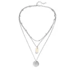 Ожерелье женское многослойное, с кристаллами, Лунная ракушка