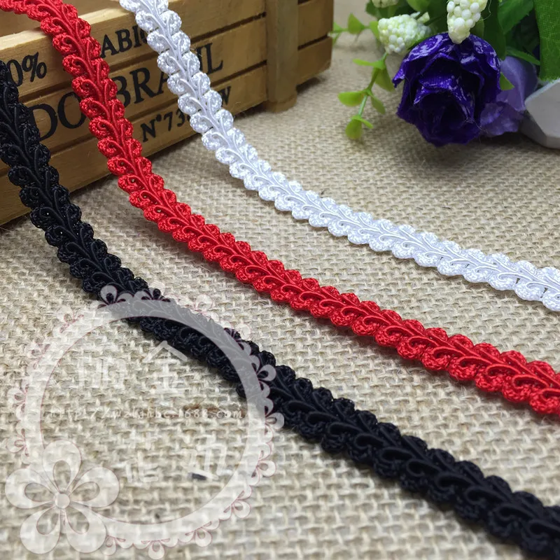 25Meters White Red Bullion Braided Ribbon Wavy Cluny Webbing Garments Hair Decorations Centipede Lace Stiching Tape Trimming