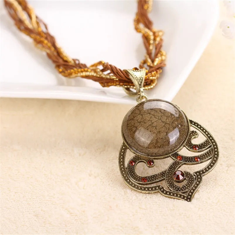 Olaru Vintage Beads Round Flower Pendants Choker Necklace Bohemia Ethnic Female Statement Maxi Necklaces Woman Accessories Hot | Украшения