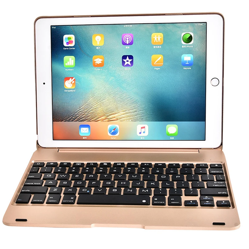 Алюминиевый сплав чехол s для Apple iPad Pro 9,7 дюйма Air 2 беспроводной Bluetooth чехол для клавиатуры с подставкой раскладушка откидная крышка+ пленка