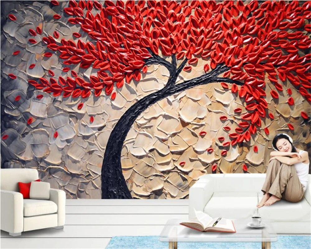 Красный абстрактный Рисунок Фортуны дерево нож Ручка Картина фон стены papel де parede