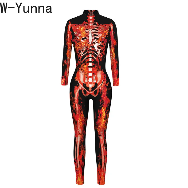 Новинка 2019 костюм со скелетом W Yunna страшная одежда для Хэллоуина женщин гладкие