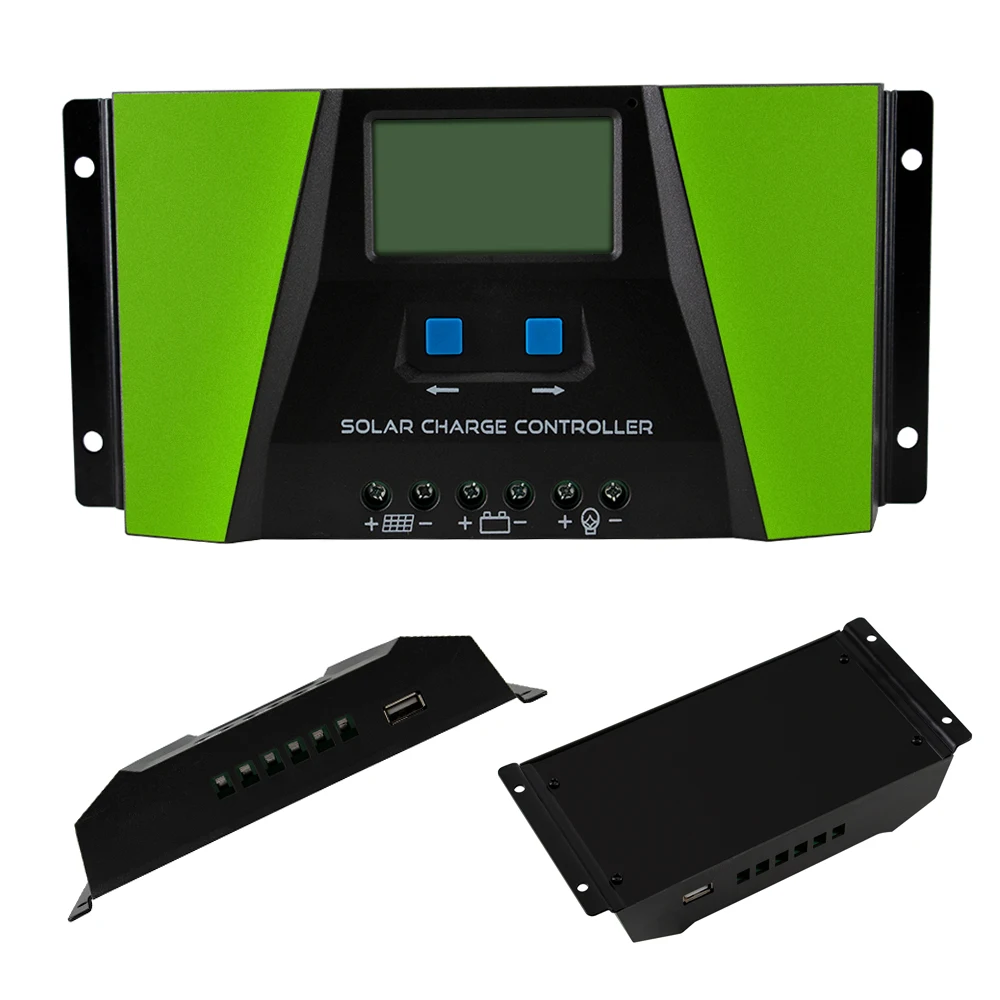 PWM солнечный контроллер заряда 10A 20A 30A 12 В 24 В авто с ЖК-дисплеем USB выход солнечная батарея панель регулятор PV домашняя солнечная система