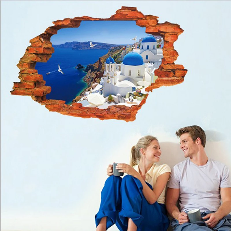 3D настенные наклейки красивые пустынные деревенские ПВХ моющиеся | Дом и сад