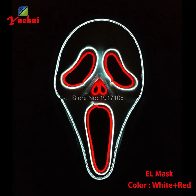 2021New звуковая активация Хэллоуин призрак лица маска EL провода светящийся гибкий