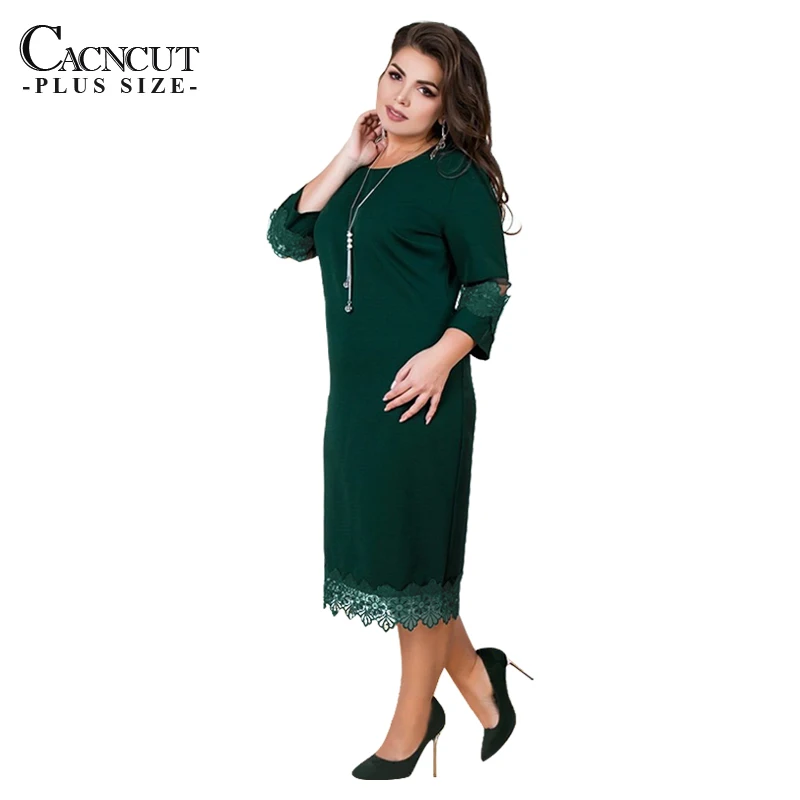 CACNCUT весеннее кружевное платье размера плюс для женщин 5XL 6XL повседневное Сетчатое платье большого размера для офисных леди элегантные вечерние облегающее платье