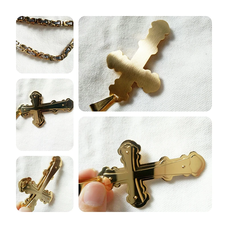 ELSEMODE Византийская цепочка из нержавеющей стали с большим крестом