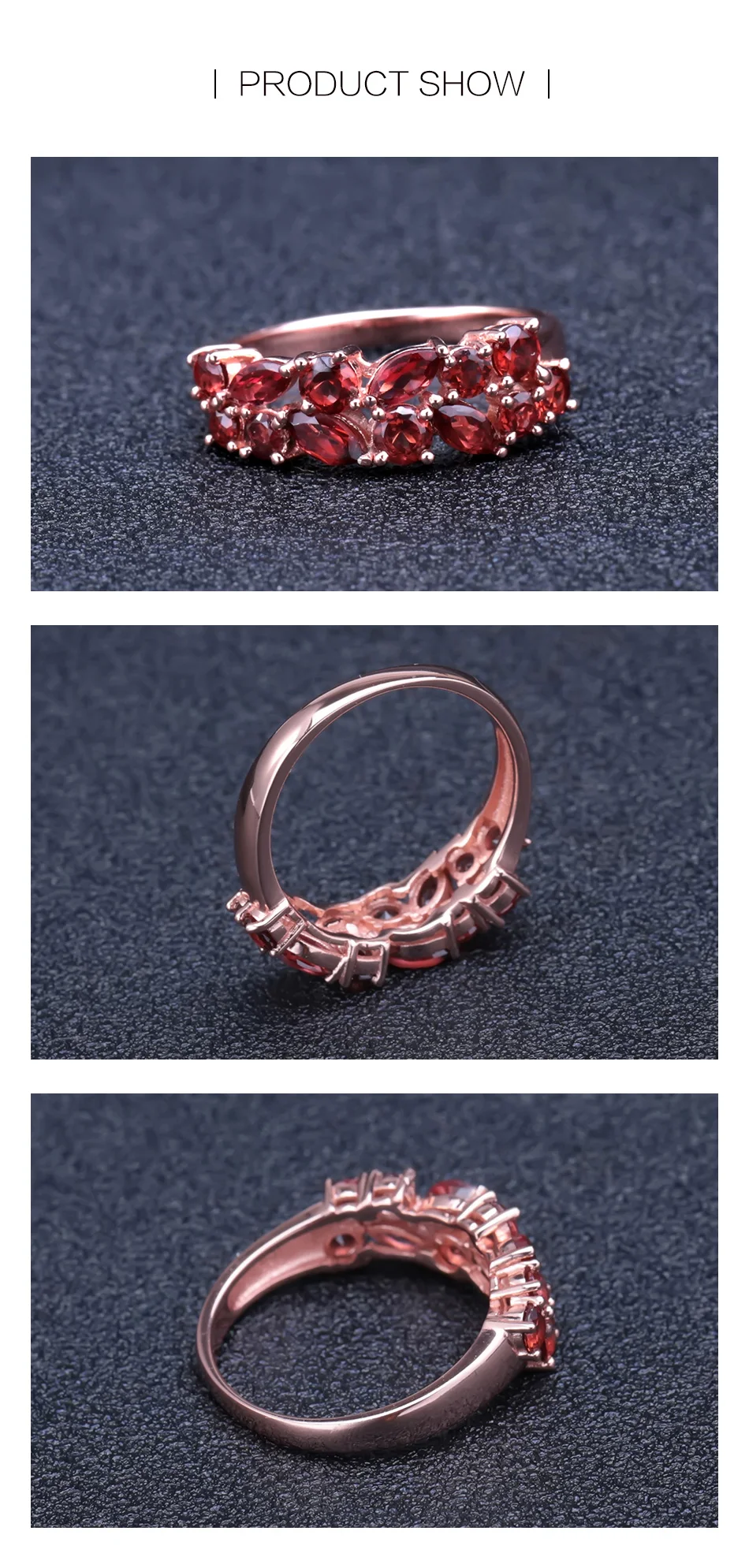 GEM'S BALLET 2.47Ct натуральный красный гранат драгоценный камень 925 пробы серебро Розовая позолота обручальное кольцо кольца для женщин хорошее ювелирное изделие