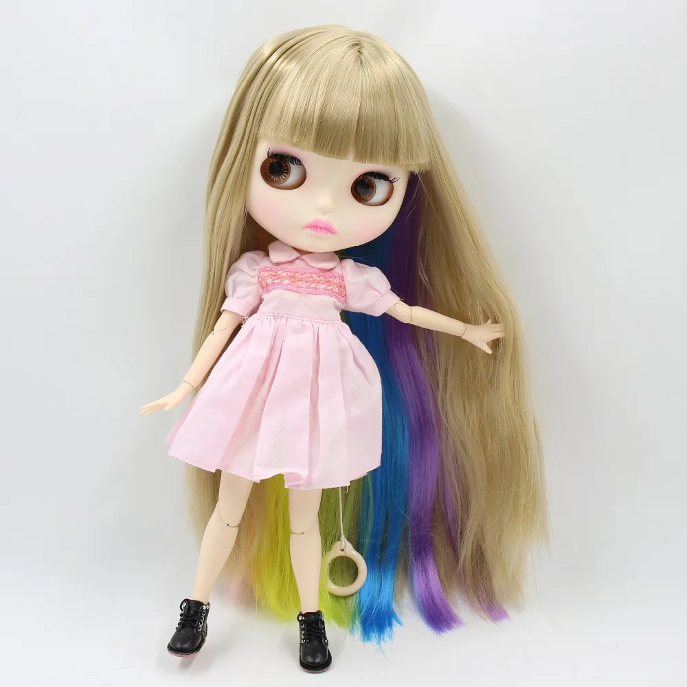 Кукла ICY DBS Blyth прямые цветные волосы радуги матовое лицо блестящее совместное