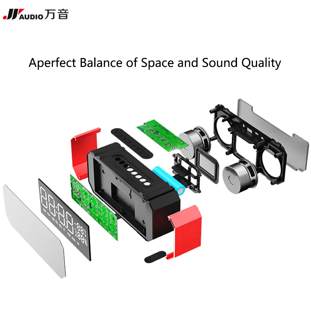 JY Audio F1 портативные мини bluetooth колонки умный ЖК экран Будильник Радио fm приемник