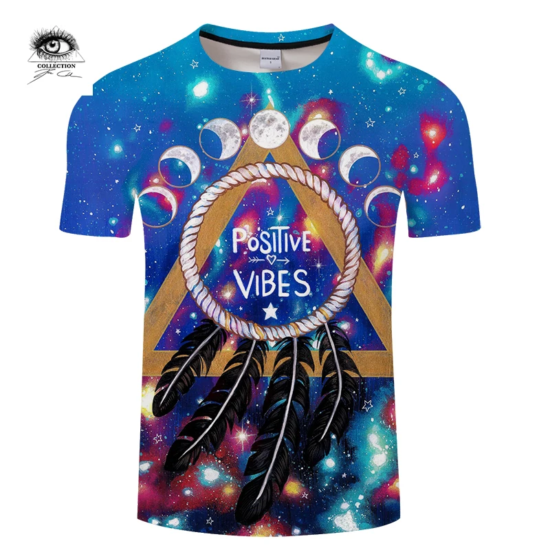 Женская футболка с 3D принтом Positive vibes moon By Pixie coldArts топ короткими рукавами и Camiseta