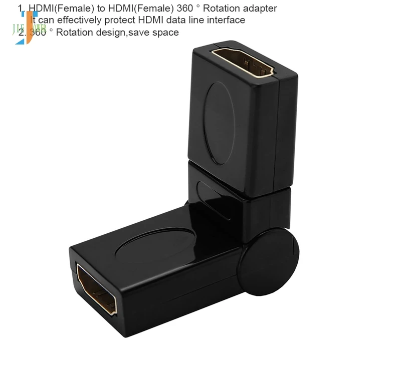 

100 шт./лот HDMI-совместимый с вращением на 360 градусов переходник Соединительный преобразователь для HDTV 1080P hdfusion dapter Black