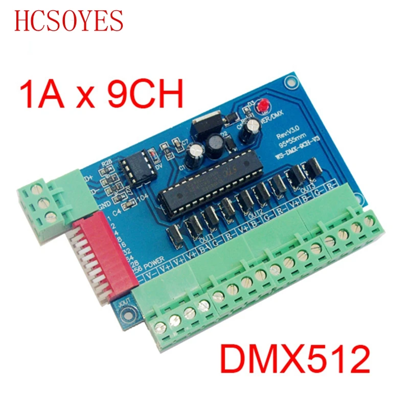 

DC5V-24V 9CH DMX512 LED Decoder 9 channel DMX 3P Constant voltage controller dimmer For led lights lamp