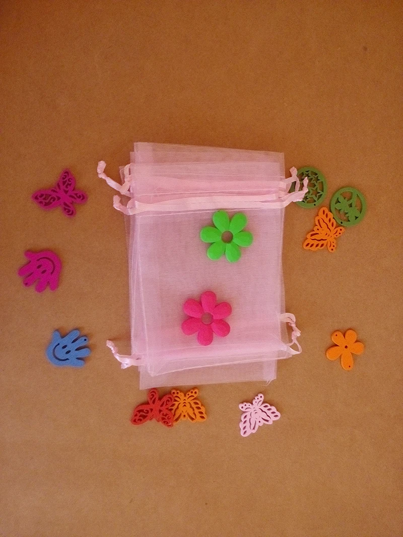 

25*35cm 30pcs Organza Bag Pink Drawstring bag jewelry packaging bags for tea/gift/food/candy small transparent Yarn bag