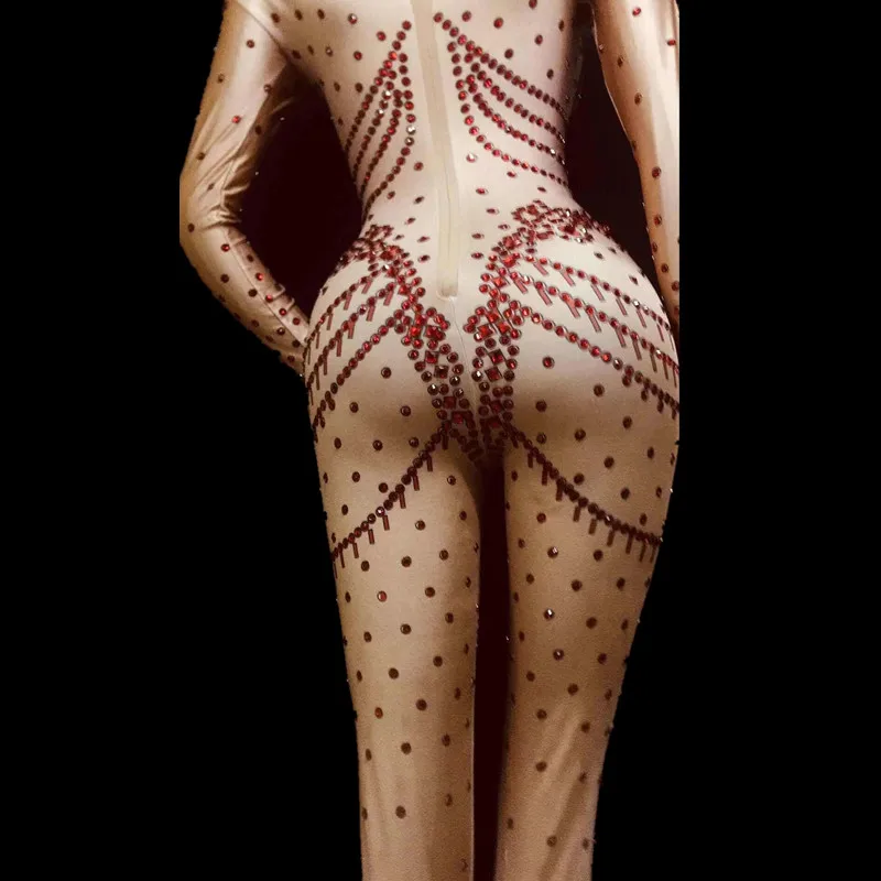 

Fashion Sexy Rhinestone Stretch Women Jumpsuits Stage Dancer Catsuits Performance Clothes Nightclub Bodysuits Singer Costumes