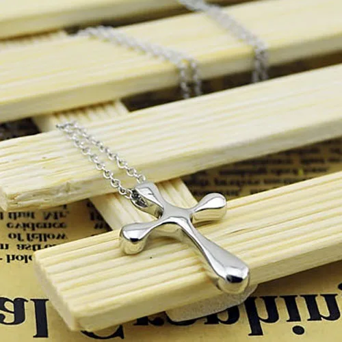 Цепочка с подвеской в виде креста из серебра 100% пробы бесплатной надписью |