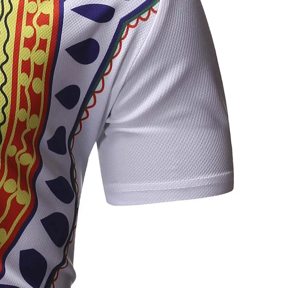 Мужская одежда в африканском стиле Fadzeco Dashiki топы с короткими рукавами и