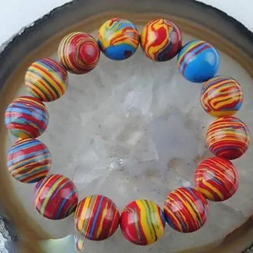 10 мм Многоцветный Бирюзовый Круглых Бусин растянуть Браслет 7.5&quot | Украшения и