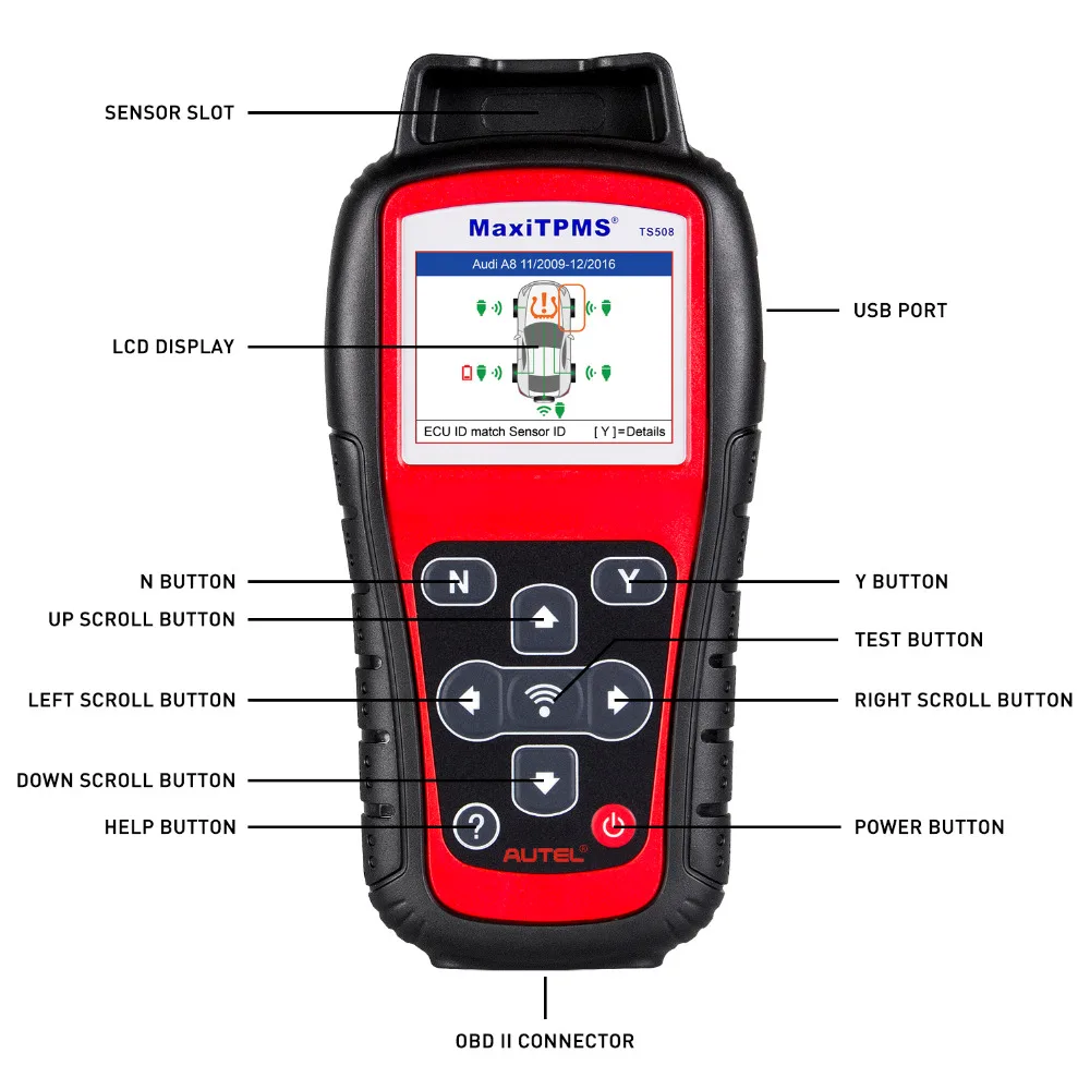 Autel MaxiTPMS TS508K инструмент для мониторинга давления в шинах TPMS 4 шт. 433 МГц+ 4 шт. 315 МГц Автомобильный диагностический инструмент автомобильная Система сканер