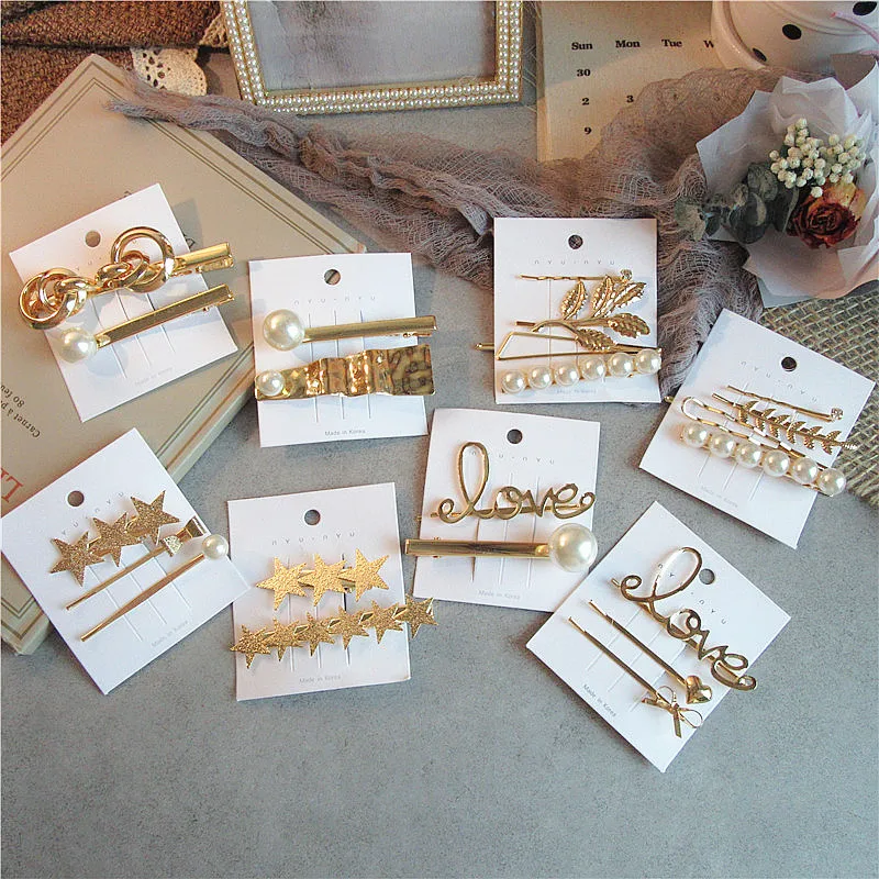 2019 винтажные металлические заколки для волос золотого цвета женщин модные