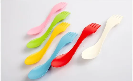 DHL 204 шт пластиковая ложка Вилка-открытый spork 6 видов цветов | Дом и сад