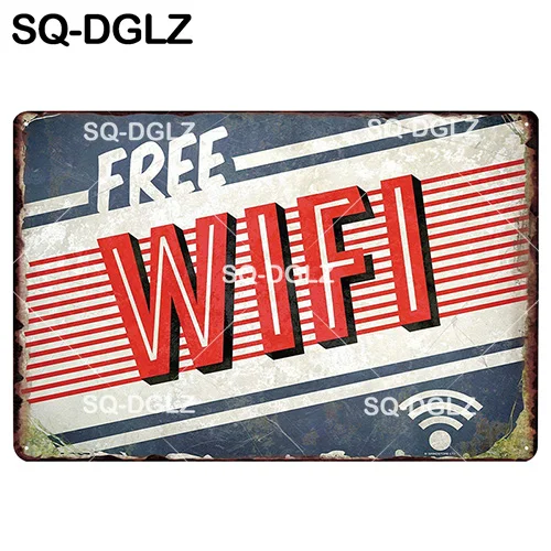[SQ-DGLZ] Бесплатный Интернет WiFi точка доступа Оловянная вывеска Настенный декор прибывают в темную сторону металлические поделки WiFi зона плавок художественный плакат - Цвет: 1333