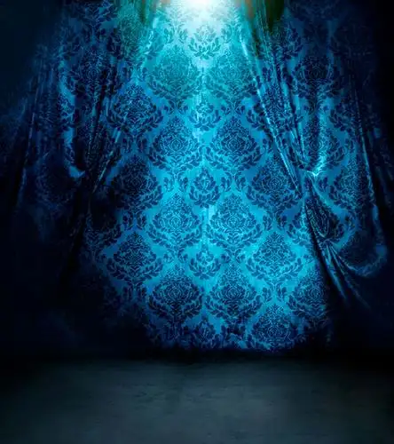 Пользовательские виниловые тканевые Ретро Синие Дамасские занавески