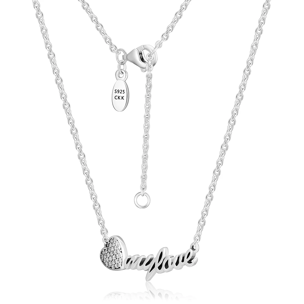 

CKK 100% 925 Sterling-Silver-Jewelry Signature of My love Necklaces Fits for Jewelry Making Gift