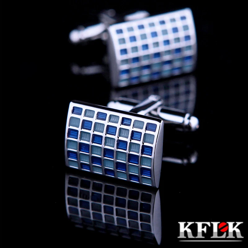 

KFLK jewelry shirt cufflinks for mens designer Brand Blue fashion Cuff link wholesale Button High Quality Wedding guests