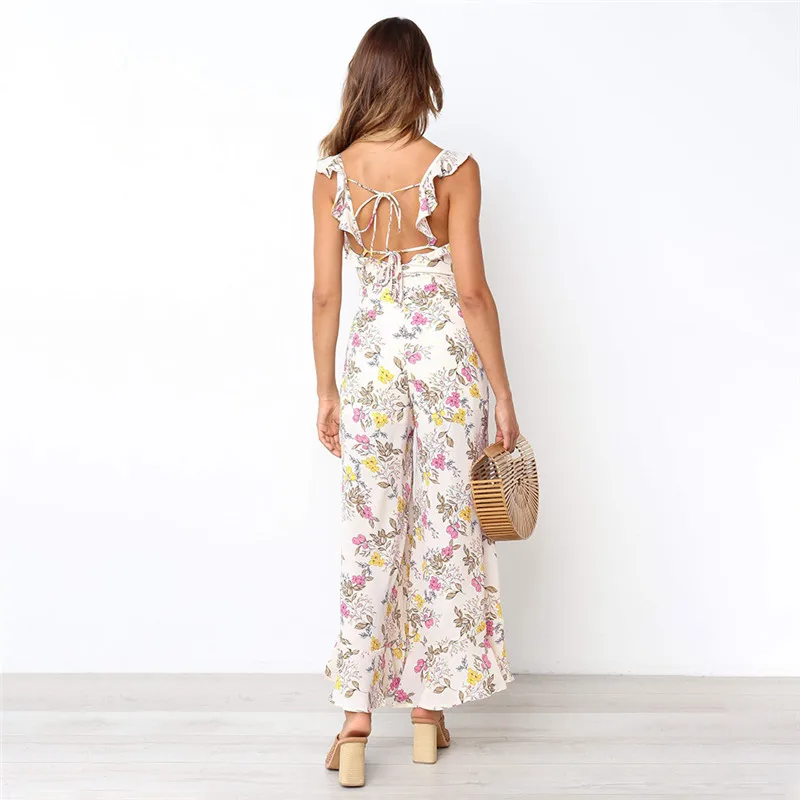 Jumpsuits for Women 2019 Rompers Womens Jumpsuit Casual Sexy Summer Chiffon Bandage | Женская одежда