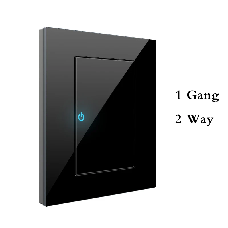 1 Gang 2 Way 1 2 3 4 банда 1 2 способа бытовой выключатель тип розетки 86 настенная розетка со светодиодной закаленным стеклом зеркало сброс выключатели 86*90 мм - Color: 1 Gang 2 Way