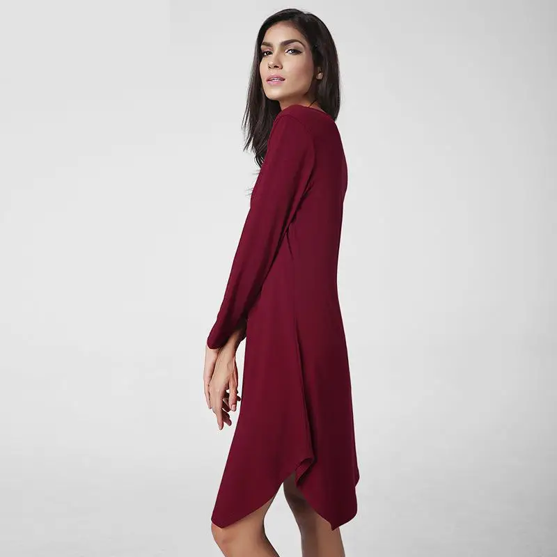 Новая Мода 2017 Dress Женщины Элегантный Ремни С Длинным Рукавом Весна Лето Твердые
